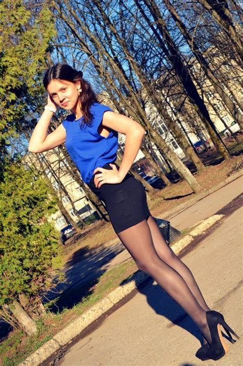 In Pantyhose Sexy Girl In Black Pantyhose Short Skirt And