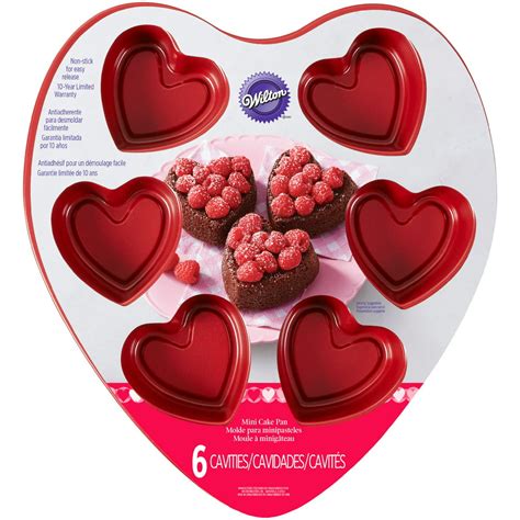Wilton Valentines Day Non Stick Heart Shaped Mini Cake Pan 6 Cavity