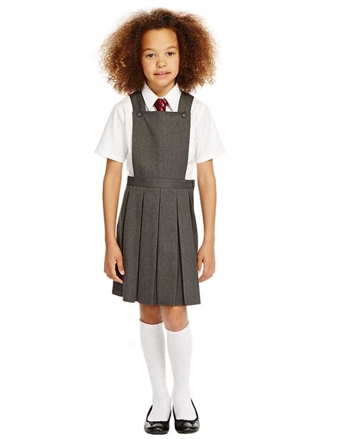 Girls Girls Pleated Pinafore Dress Kids School Uniform Stretchy Party