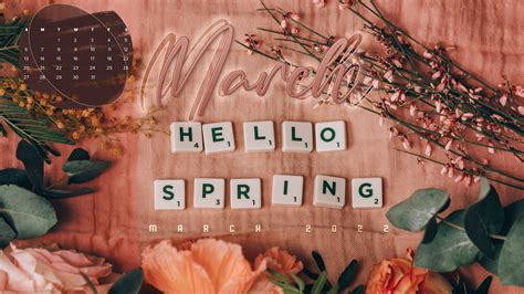 Download Vintage Hello Spring March Calendar Wallpaper