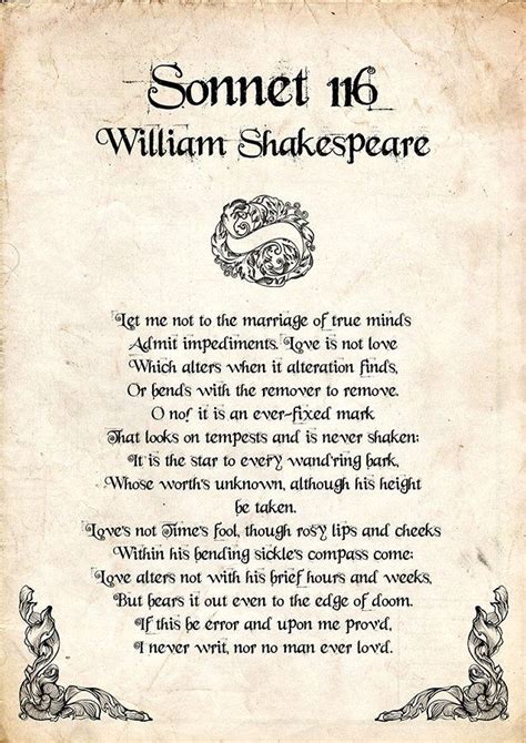 Sonnet 116 Poem By William Shakespeare William Shakespeare Artwork