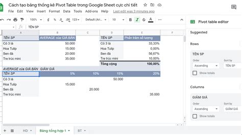 Cách tạo bảng thống kê Pivot Table trong Google Sheet cực chi tiết