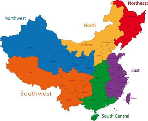 The Detailed Map Of The China With Regions Or Vector