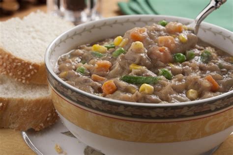Stir the soup and 1/4 cup water in a large bowl. Shepherd's Pie Soup | MrFood.com