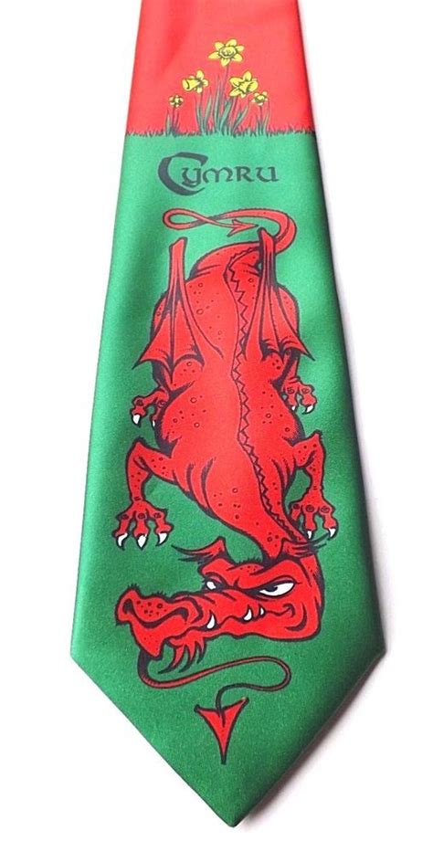 Wales Cymru Neck Tie Novelty Welsh Dragon Daffodil Design Fancy Dress