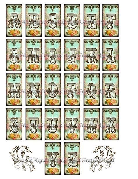 Vintage Alphabet Letters Digital Collage Sheet 1x2 Inch Domino Etsy
