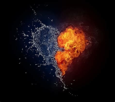 Love Flame Heart Water Hd Wallpaper Peakpx