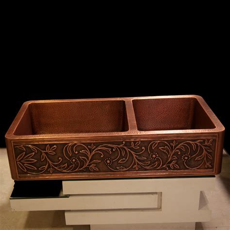 Check out the pros and cons of this type of sink to determine whether it's right for you. Copper Kitchen Sink 60-40 Split Embossed Hammered Antique