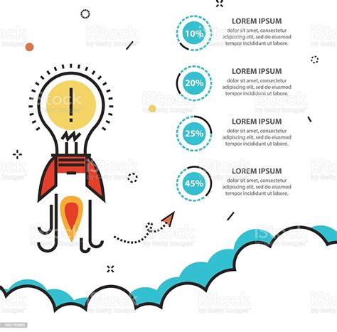 Business Startup Infographic With Idea Rocket Template For Cycle
