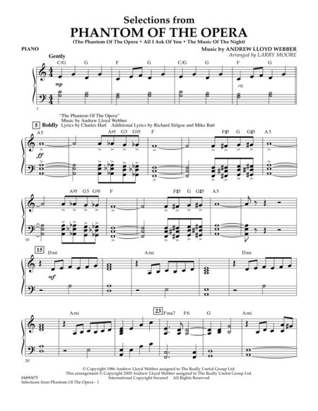 Improve your language skills as it will be easier for you to understand this form of music is generally of better quality and is not always in printable and downloadable format. Download Selections From Phantom Of The Opera - Piano Sheet Music By Andrew Lloyd Webber - Sheet ...