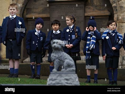 Pupils From George Heriots School During The Ceremony To Mark 150th