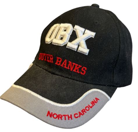 Obx Outer Banks North Carolina Hat Cap Black Adjustable Embroidered