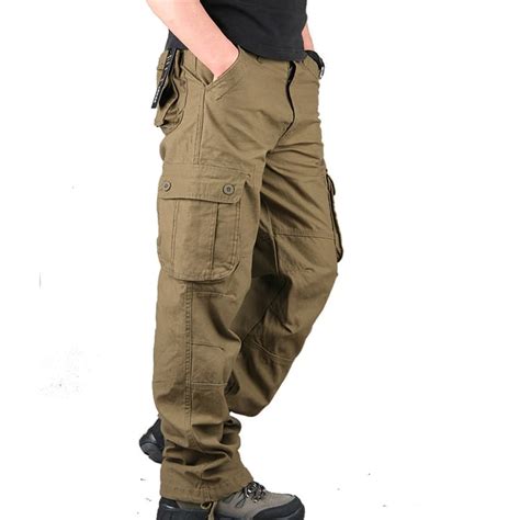 Autumn Mens Cargo Pants Casual Mens Pant Multi Six Pocket Military