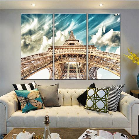 Eiffel Tower 3 Panels Wall Art Canvas Paintings Wall Decorations For