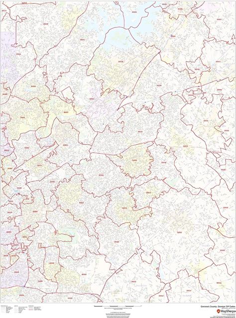 Buy Gwinnett County Georgia Zip Codes 36 X 48 Paper Wall Map Online