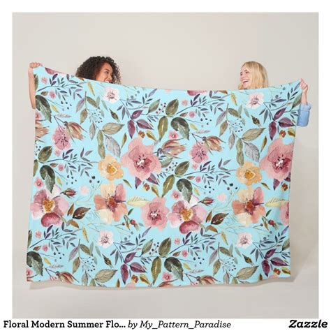 You can also edit and scale the pattern yourself as you like. Floral Modern Summer Flower Pattern on Teal Fleece Blanket ...