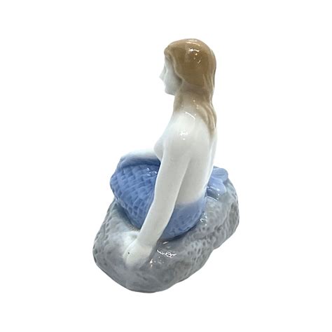 Vintage Mini Denmark Little Mermaid Porcelain Figurine Brown Etsy
