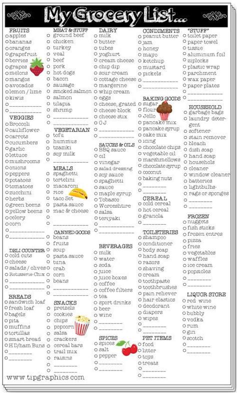 The Best Most Complete Printable Grocery Shopping List Instant