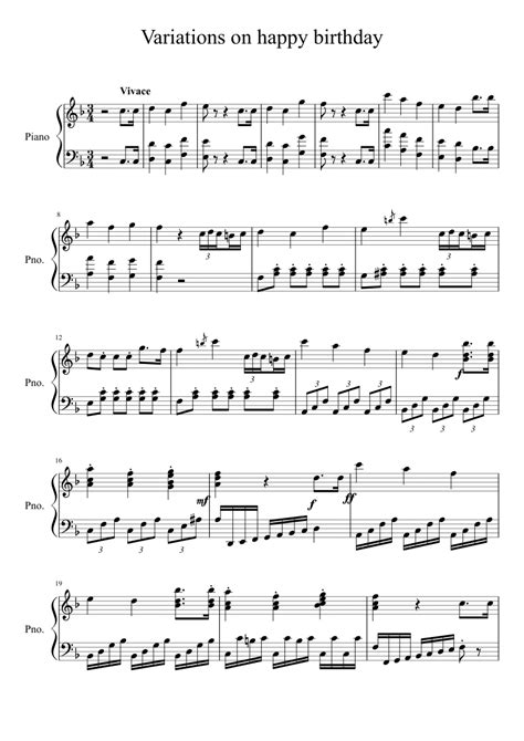 Happy birthday for intermediate piano solo/level 4. 4 variations on happy birthday | Sheet music for Piano ...