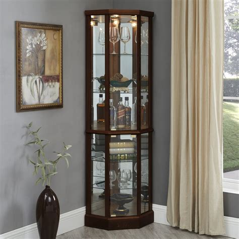 Charlton Home Franklyn Corner Lighted Curio Cabinet And Reviews Wayfair