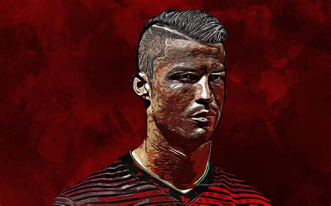 Download Wallpapers Cristiano Ronaldo 4k Grunge Art Portrait Face