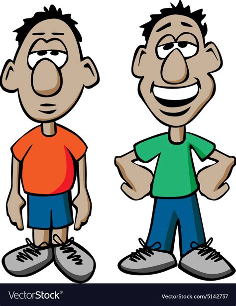 Cartoon Males With Happy And Sad Expressions Vector Image