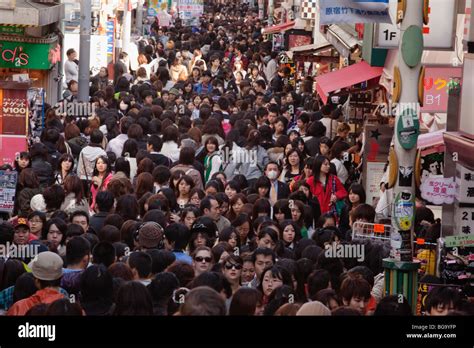Crowd Of People On Takeshita Street Harajuku Tokyo Japan Stock Photo