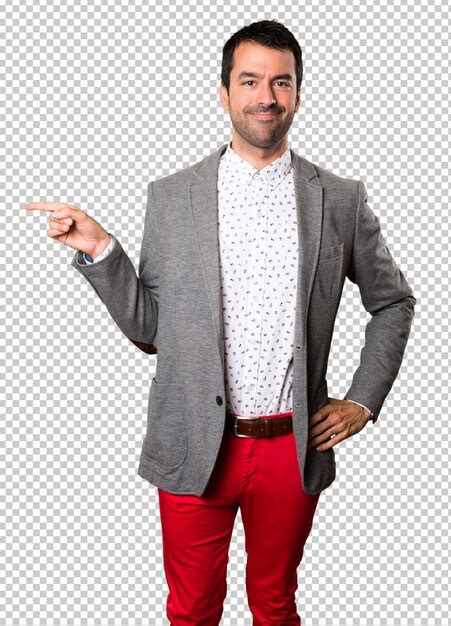 Premium Psd Handsome Man Pointing To The Lateral