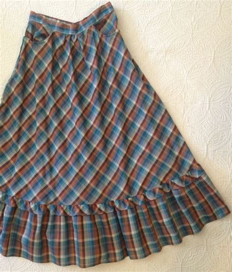 Vintage 1970s Plaid Prairie Skirt By Barbeevintage On Etsy 1800