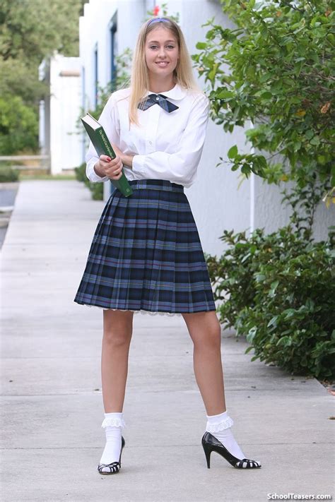 Kaylee In School Uniform Skirt Blouse Lacy Socks And Heels