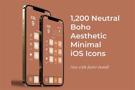 $25, fast and free us shipping! 1,200 Neutral Boho iOS 14 App Icons | Custom-Designed ...