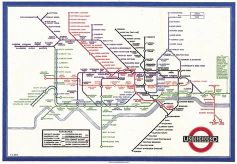 Henry Beck Tube Map First Edition 1933 Printed At Waterlow And Sons