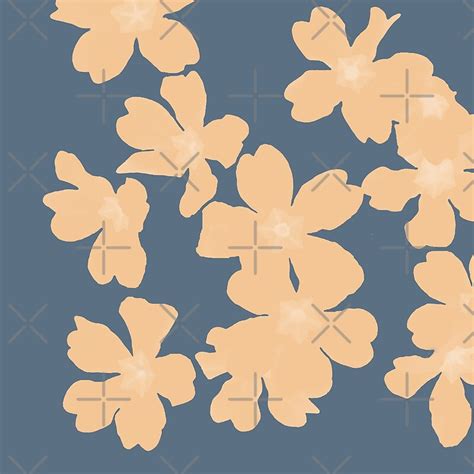Nude Primroses Floral Pattern On Blue By By Jwp Redbubble