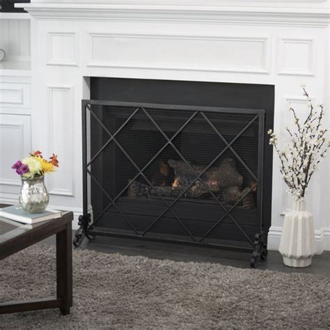 415 Black Contemporary Single Panel Fireplace Screen