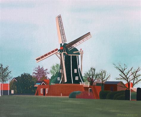 Windmill Original Oil Painting Dutch Landscape Framed Ready To Hang