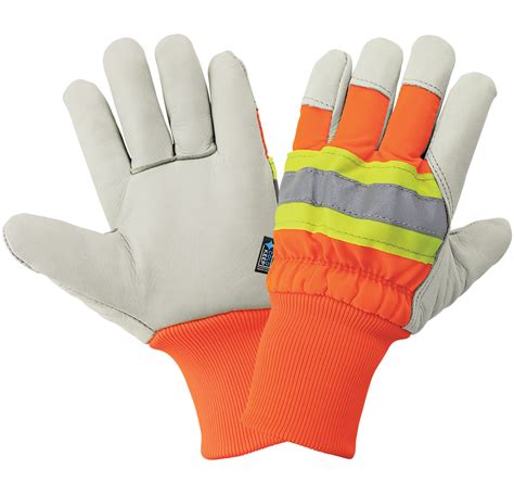 High Visibility Standard Grade Cowhide Insulated Gloves With Knit Wrist
