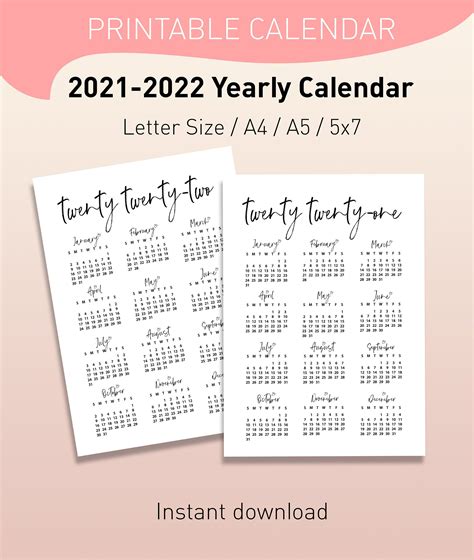2022 Printable Yearly Calendar Pictures