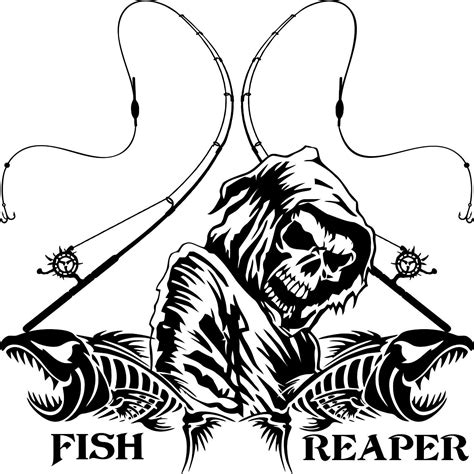 Fishing Fish Grim Reaper Pole Skull Car Truck Window Vinyl Decal