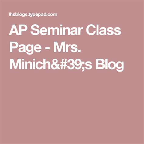 Ap Seminar Seminar Class Blog