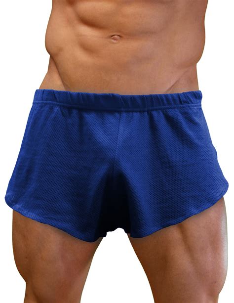 Nds Wear Mens Cotton Mesh Side Split Short Royal Blue Abc Underwear