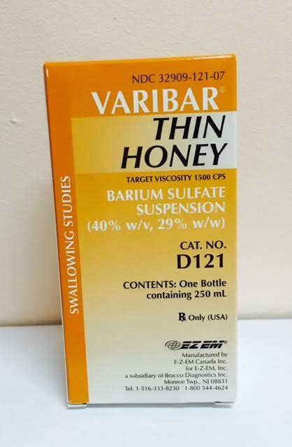 900004 Varibar Thin Honey Contrast Media Barium Sulfate 40 Oral