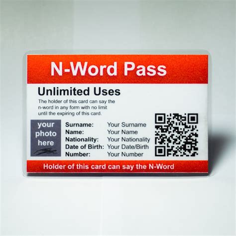 N Word Pass Carte Personnalisable Et StratifiÉe Ebay