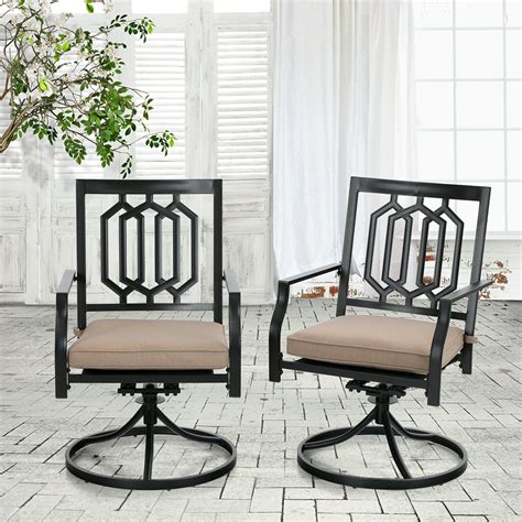 Mf Studio Outdoor Metal Swivel Chairs Set Of 2 Patio Dining Rocker