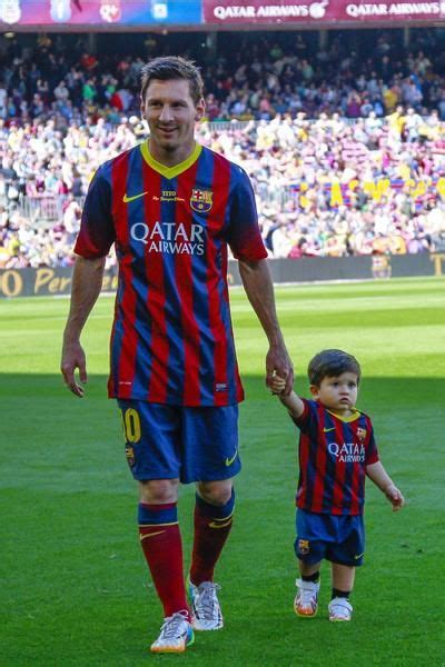 Lionel Messi And His Adorable Son Thiago Messi Hand And Hand During A