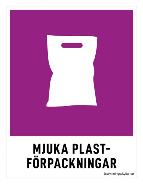 Återvinningsskylt För Avfallssortering Av Mjuka Plastförpackningar