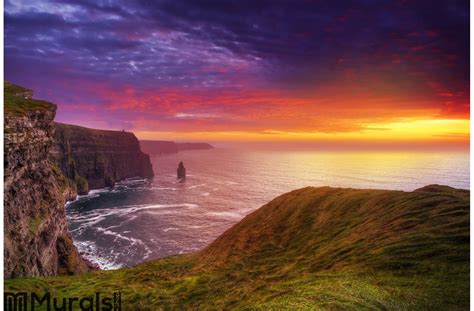 Amazing Sunset At Cliffs Of Moher Wall Mural