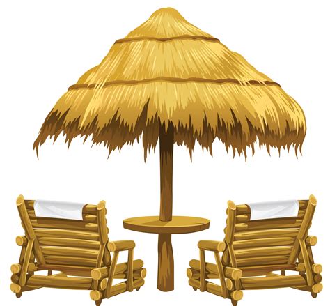 Transparent Tiki Beach Umbrella And Chairs PNG Clipart Clip Art Library