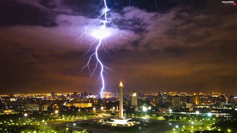 Indonesia Jakarta Lightning Merdeka Square Full Hd