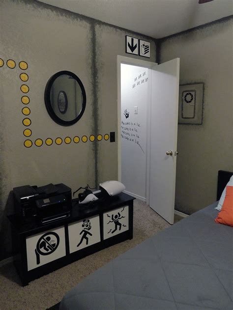 Portal Room Finished Imgur Bedroom Themes Portal Video Game Rooms