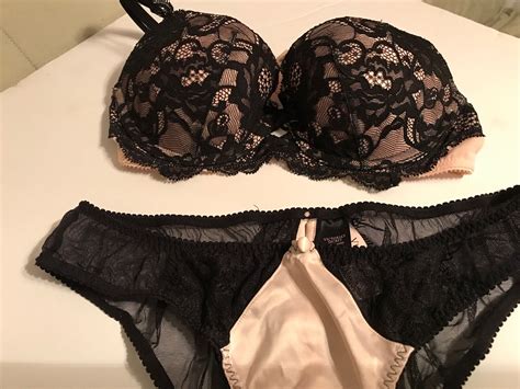 Victoria’s Secret Very Sexy Balconet Bra Set Beige Black Lace 32b S Bikini Panty Ebay